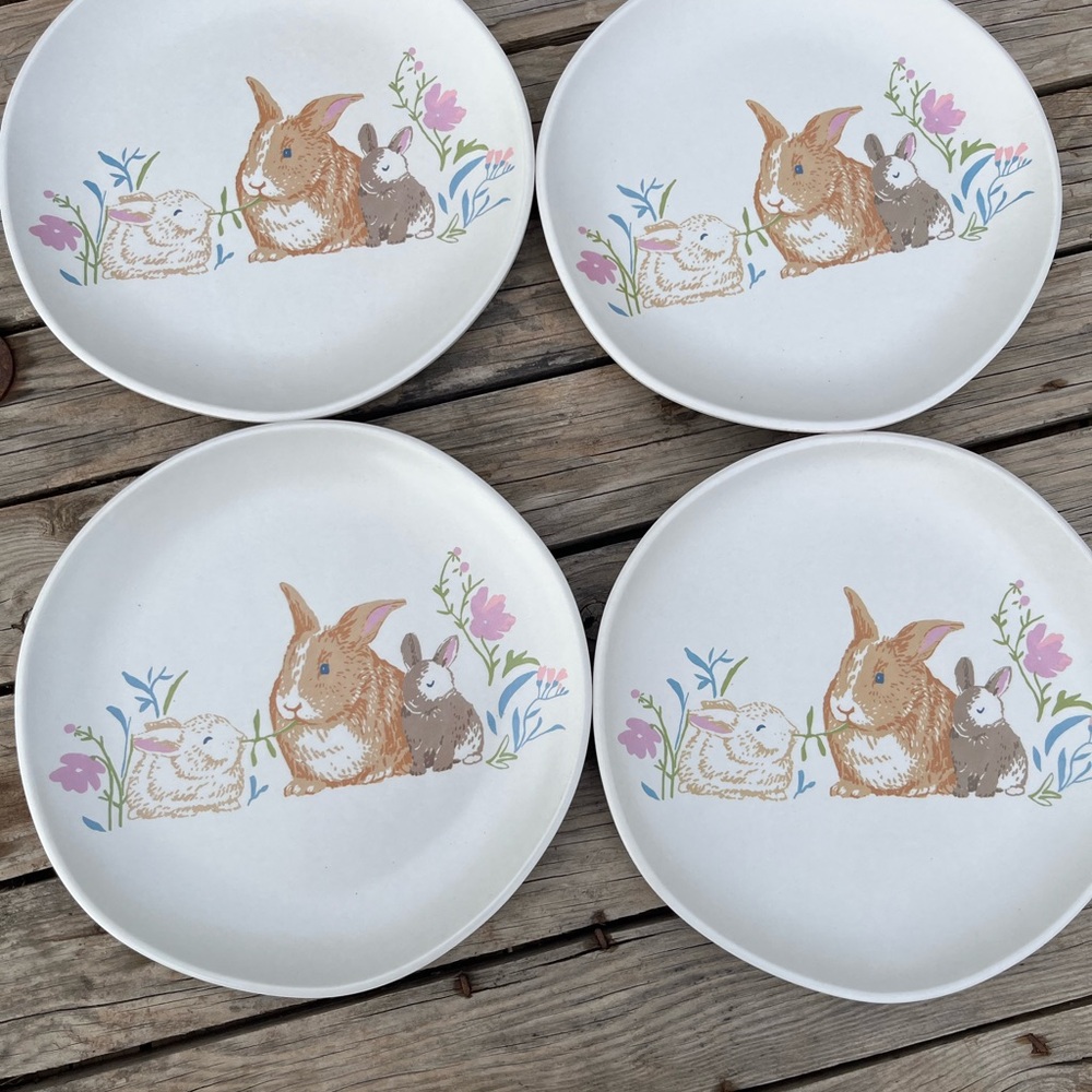 Ceramic Easter Bunny Print Plates (set of 4) - Picture 2 of 4